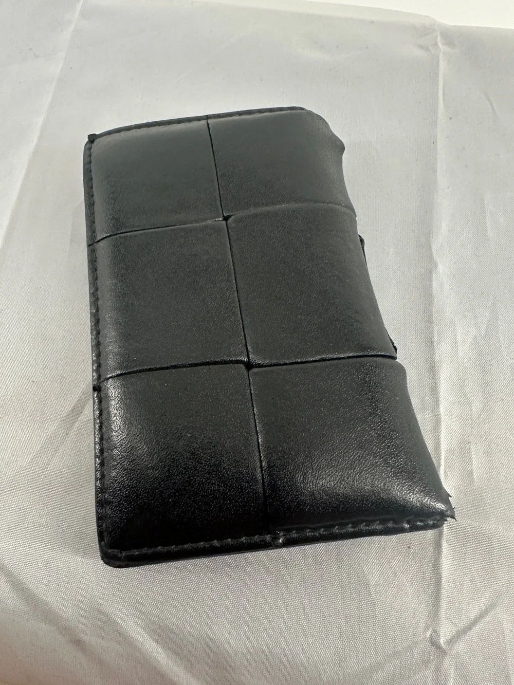 Bottega Veneta Cassette Flap Card Case Wallet Black Leather